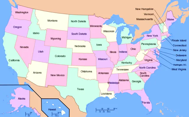 List of 50 states of United States of America, their capitals, abbreviations and nicknames Map of USA with state names